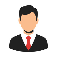 Man in black suit white shirt red tie avatar person business desig