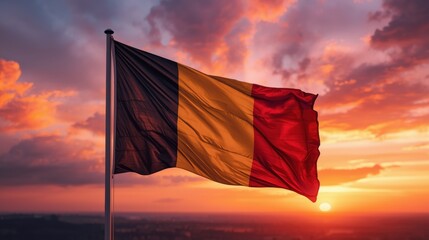 Belgian flag at sunset