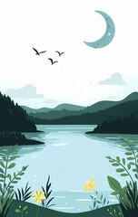 Serene Mountain Lake at Dusk