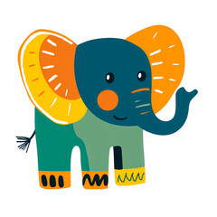 Colorful Cartoon Elephant Illustration