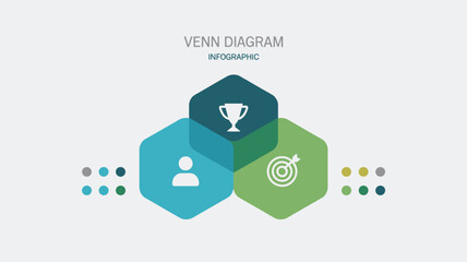 Naklejka premium Modern Venn Diagram Infographic with Overlapping Business and Strategy Concepts 