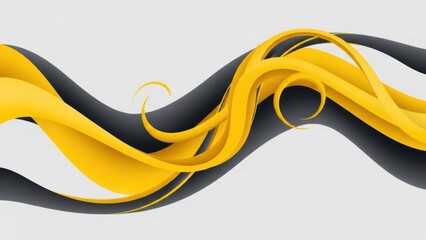 Dynamic yellow and black abstract wave design element