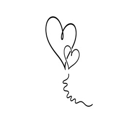 Obraz premium Simple black and white illustration of two connected hearts with a swirling line detail