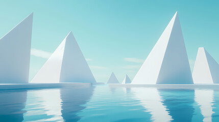 Abstract Pyramids Reflecting on Water
