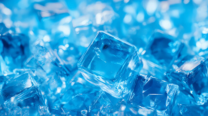 Close-up of Crystalline Blue Ice Cubes