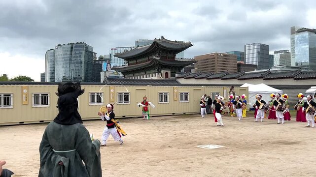 Seoul, South Korea - 03 05 2025: Gyeongbokgung palace. Dance Performance During Celebration of Children&rsquo;s Day and Buddha&rsquo;s Birthday