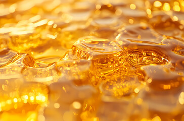 Golden Ice Cubes Sparkling in Sunlight