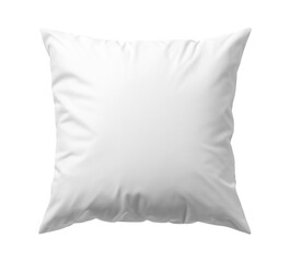 Soft white square pillow isolated on transparent background