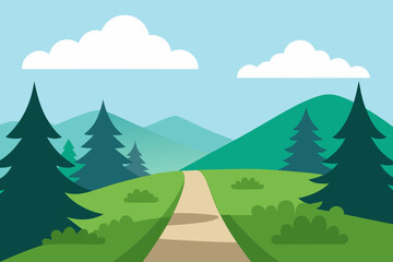 Forest Pathway Vector Illustration 