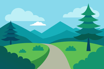Fototapeta premium Forest Pathway Vector Illustration 