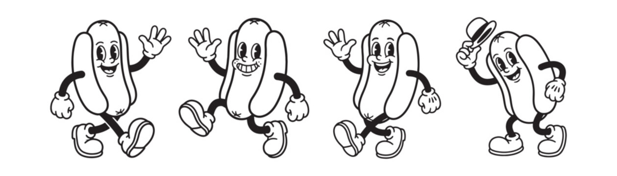 Hot Dog Sausage Cartoon Mascot Characters