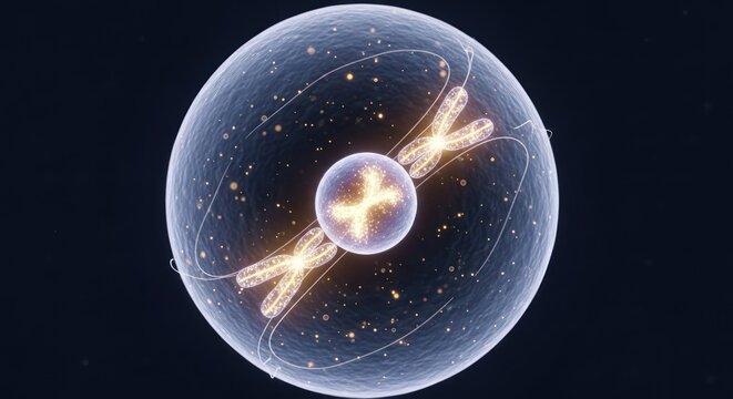 A cellular division process with chromosomes aligning during metaphase presentation