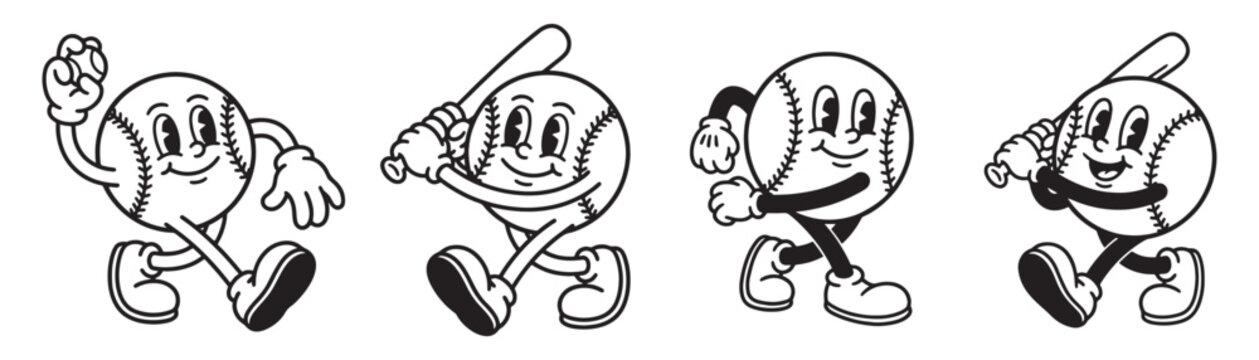 Baseball Mascot Characters Set for Sports Design