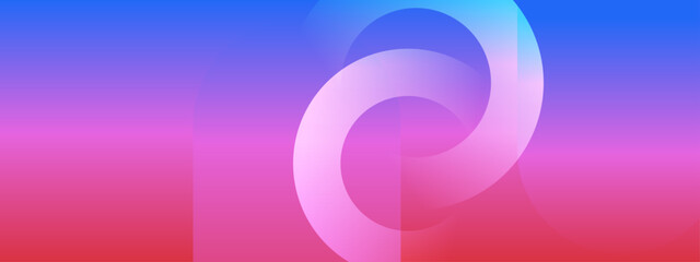 Two large white translucent rings overlapping against a smooth blue to pink color transition