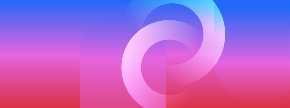 Two large white translucent rings overlapping against a smooth blue to pink color transition