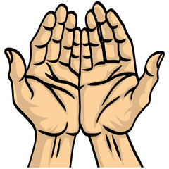 Praying Hands Open Illustration Vector