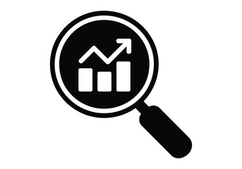 Magnifying glass with graph and arrow icon