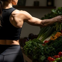 Fit Woman Selecting Fresh Green Vegetables