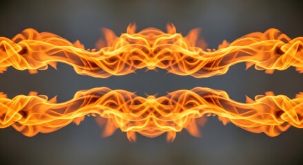 Abstract symmetric fire pattern against a dark background showcasing fiery energy and symmetrical