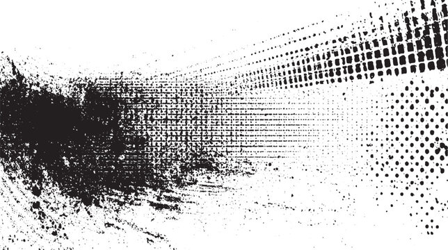 Dynamic abstract background with distressed grunge texture halftone dots and linear patterns creating a sense of speed and decay for creative