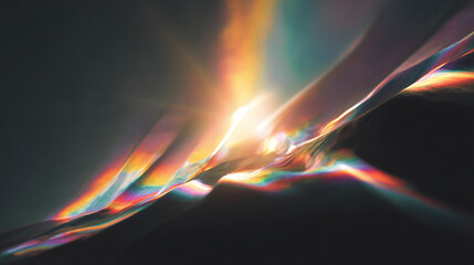 Abstract iridescent light display with geometric shapes and dynamic movement