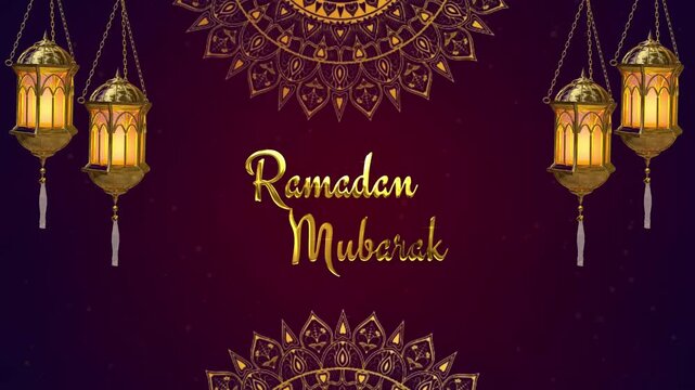 Abstrct dynamic Ramadan Mubarak glowing lanterns, mandala flower background with smooth looped seamless 4k animation islamic spirtual concept 