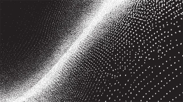 Monochrome abstract background with a gradient of fine dots transitioning from dark to light creating a luminous effect