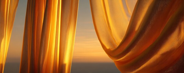 yellow curtain with light