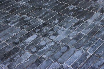 Old black stone floor angle view background