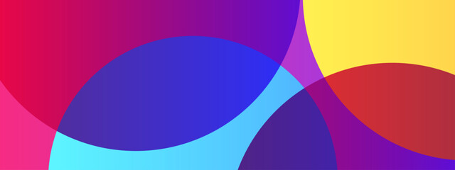 Obraz premium Bold and colorful design featuring large overlapping circles in pink blue purple and yellow for a playful modern look