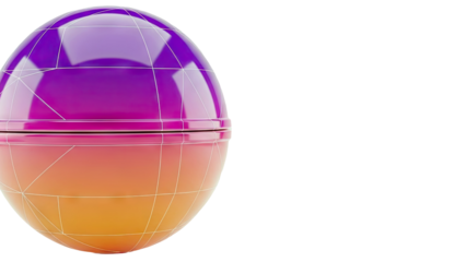 3D sphere with gradient and wireframe overlay