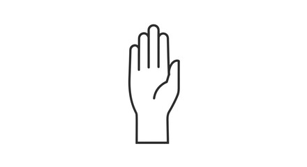 Obraz premium Minimalist outline drawing of an open human hand palm facing forward symbol of stop warning or gesture of welcome and greeting clean design on white