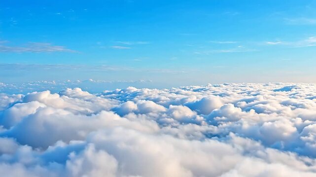Aerial view of fluffy clouds and blue sky
