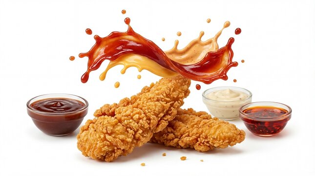 Crispy Chicken Tenders with Dipping Sauces and Splash.