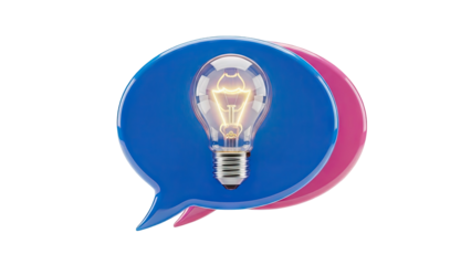 Lightbulb in Speech Bubbles: Symbol of Ideas and Communication