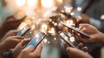 Hands engaging with digital devices