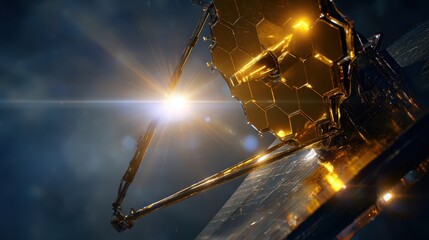 Satellite reflecting sunlight in orbit