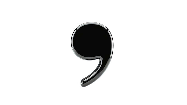 Glossy Black Comma Symbol