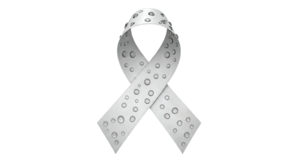White ribbon with water droplets