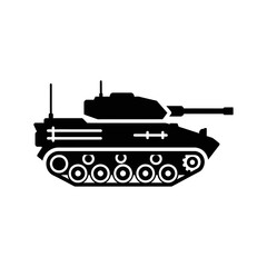 Fototapeta premium Black silhouette of a modern army tank on a white background