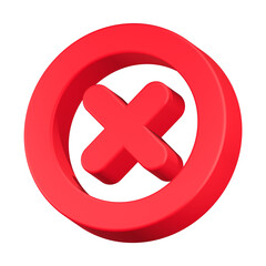 Fototapeta premium cross mark icon 3d render red circle