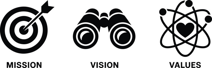Mission Vision Values Icons Set © md