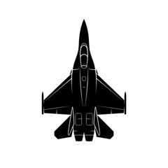 Top View Silhouette of a Modern Fighter Jet Aircraft