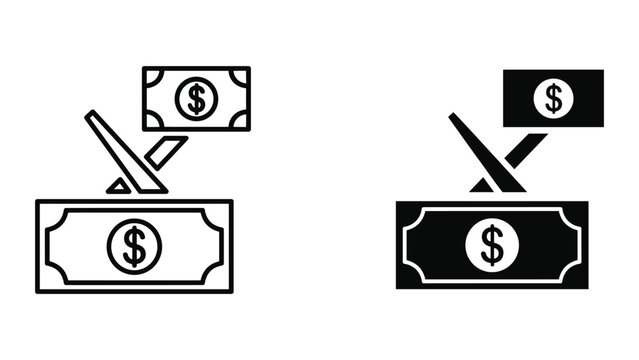 Cutting dollar bill with scissors