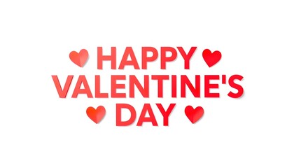 A festive Happy Valentine's Day message with red hearts on a white background