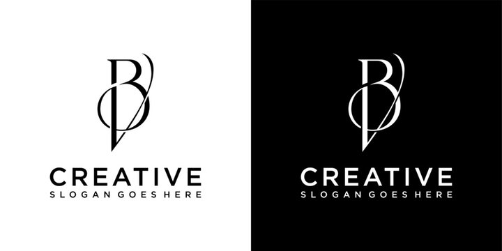  BV or VB initial letter logo design vector