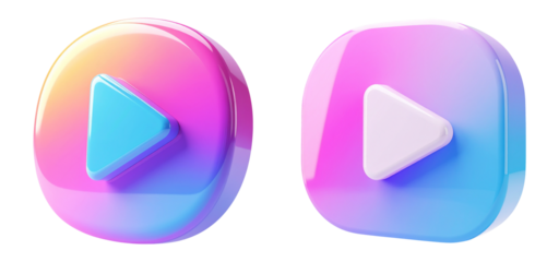 Set of play button isolated object