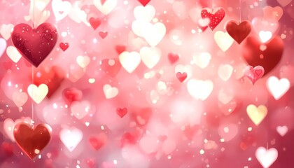 A vibrant and romantic background filled with numerous red and white hearts