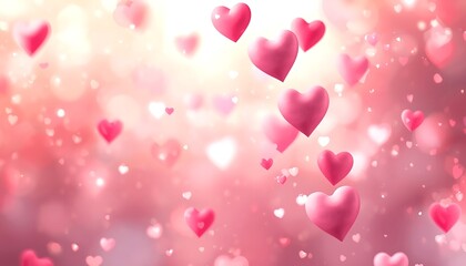 A beautiful and vibrant background filled with numerous pink hearts floating in the air.