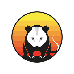 Fototapeta premium Stylized Possum Portrait in Sun Setting Circle